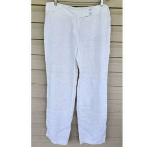 Eileen Fisher White Casual Summer Comfort‎ 100% Linen Pants Size Medium